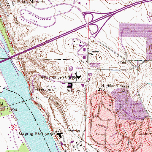 Topographic Map of Schafer Hall, ND