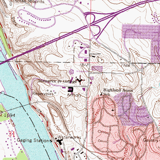Topographic Map of Sidney J Lee Auditorium, ND