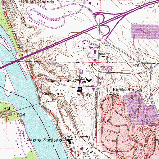 Topographic Map of Werner Hall, ND