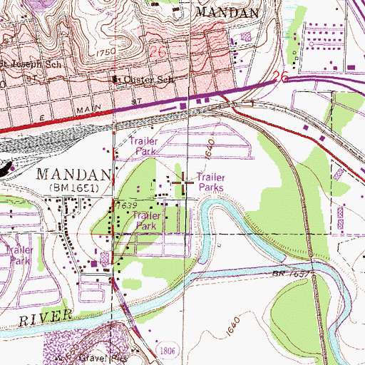 Topographic Map of Kens Mobile Home Park, ND