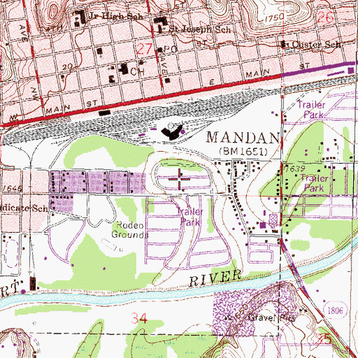 Topographic Map of El Rancho Mobile Home Park, ND