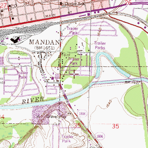 Topographic Map of Wildwood Mobile Home Park, ND