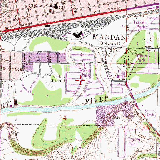 Topographic Map of Meadow Park, ND