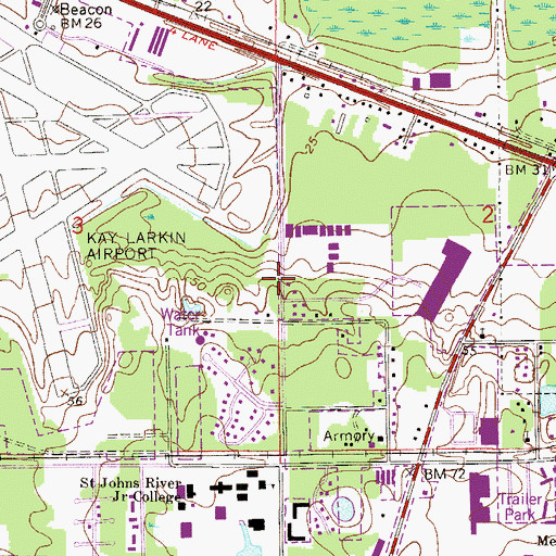 Topographic Map of Palatka Fire Department Key Larkin Station, FL