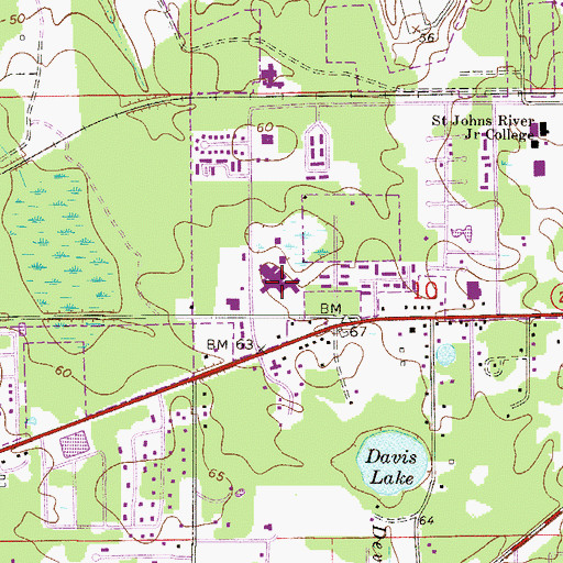 Topographic Map of Putnam Community Medical Center, FL