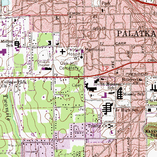 Topographic Map of Saint Joseph Cemetery, FL