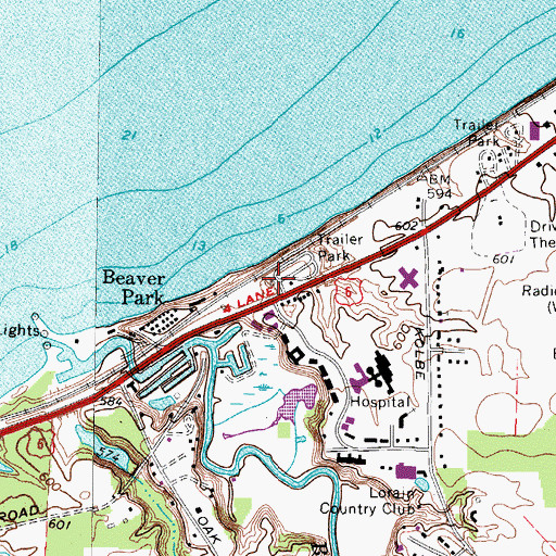Topographic Map of Erie West Mobile Home Park, OH