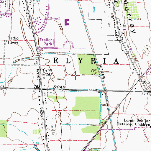 Topographic Map of Twin Lakes Homes, OH