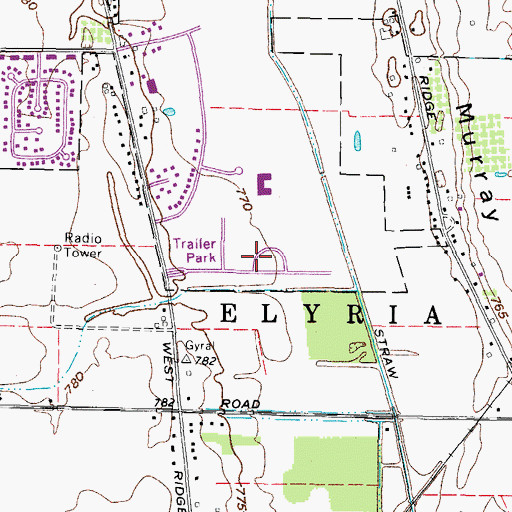 Topographic Map of West Ridge Green, OH