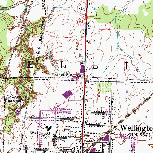 Topographic Map of Wellington Mobile Home Park, OH