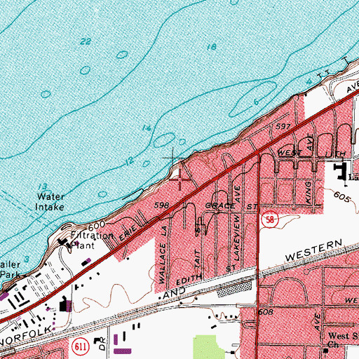 Topographic Map of Lakeshore Mobile Homes, OH