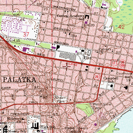 Topographic Map of Palatka Police Department, FL