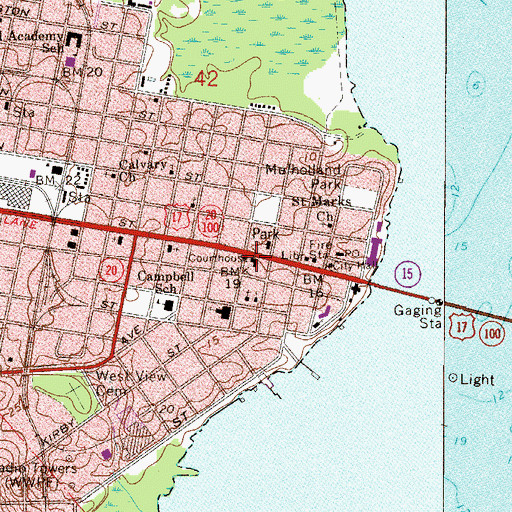 Topographic Map of Palatka County Courthouse, FL