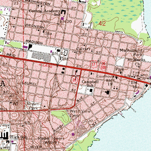 Topographic Map of Saint Marys Episcopal Church, FL