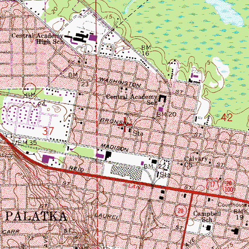 Topographic Map of Mount Zion Primitive Baptist Church, FL