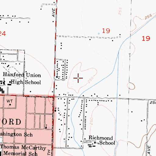 Topographic Map of Hanford Del Arroyo Estates, CA