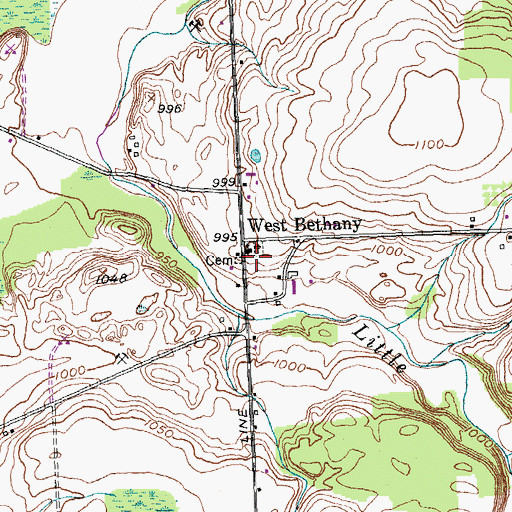 Topographic Map of West Bethany Baptist Church, NY