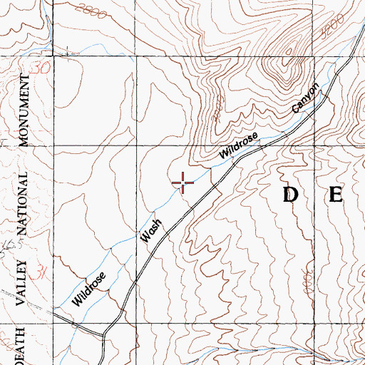 Topographic Map of Wildrose Canyon, CA