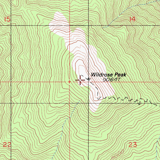 Topographic Map of Wildrose Peak, CA