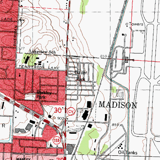 Topographic Map of Oak Park Terrace, WI