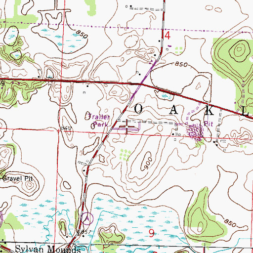 Topographic Map of Breezy Knoll, WI