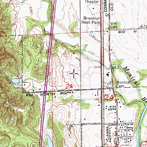 Topographic Map of Country Manor Estates, IN