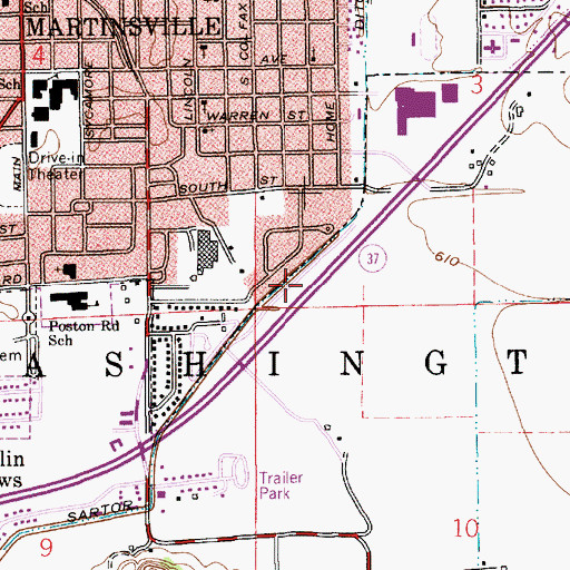 Topographic Map of Spring Valley Mobile Home Park, IN