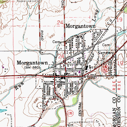 Topographic Map of Hickman's Trailer Park, IN