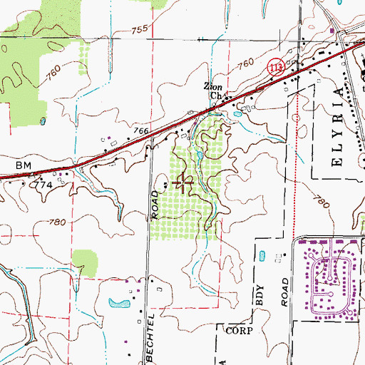 Topographic Map of Grobe Fruit Farm, OH