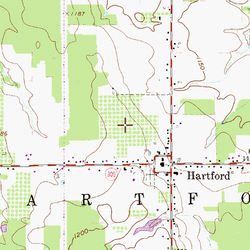 Topographic Map of Hartford Orchards, OH