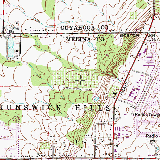 Topographic Map of Mapleside Farms, OH