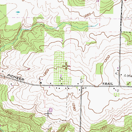 Topographic Map of Pioneer Trail Orchard, OH
