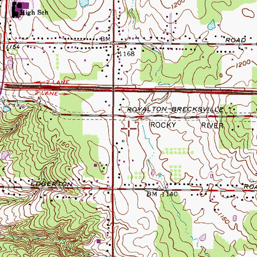 Topographic Map of Royalton Farms, OH