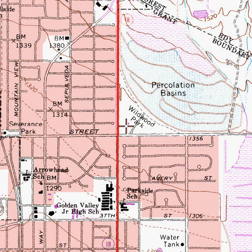Topographic Map of Wildwood Park, CA