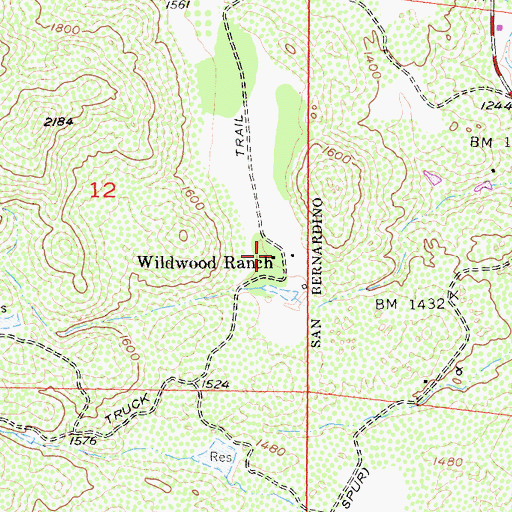 Topographic Map of Wildwood Ranch, CA