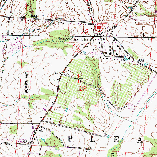 Topographic Map of Ochs Fruit Farm, OH