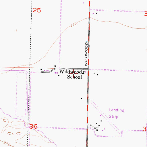 Topographic Map of Wildwood School, CA