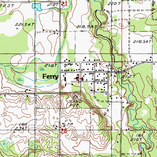Topographic Map of Ferry Elementary School, MI
