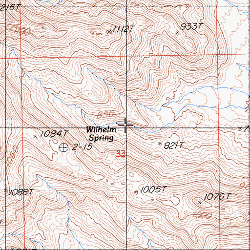 Topographic Map of Wilhelm Spring, CA