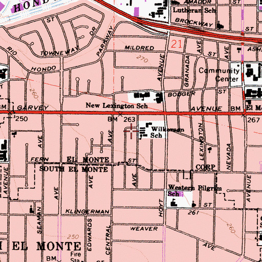 Topographic Map of Wilkerson Elementary School, CA