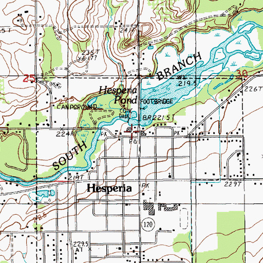 Topographic Map of Hesperia Post Office, MI