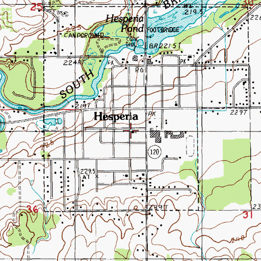 Topographic Map of Hesperia Presbyterian Church, MI