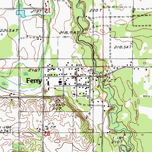 Topographic Map of Ferry United Methodist Church, MI