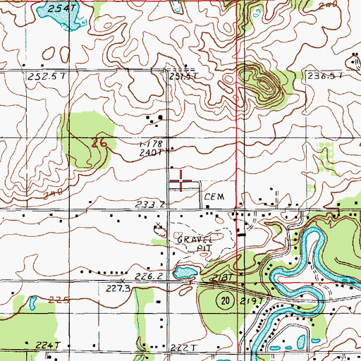 Topographic Map of Christ the King Catholic Cemetery, MI