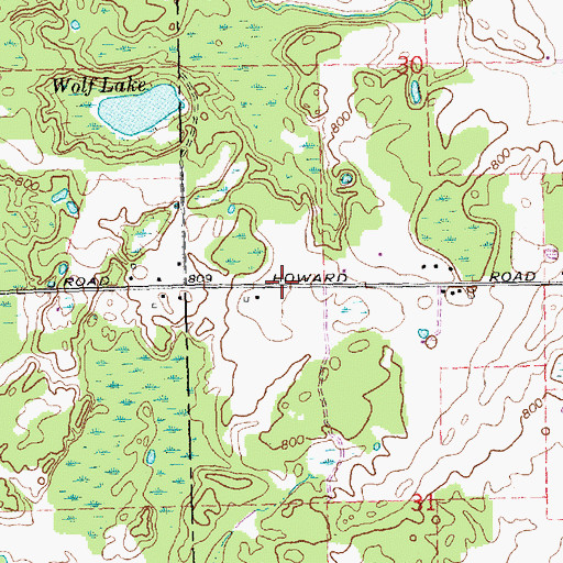 Topographic Map of Saint John the Evangelical Lutheran Church, MI