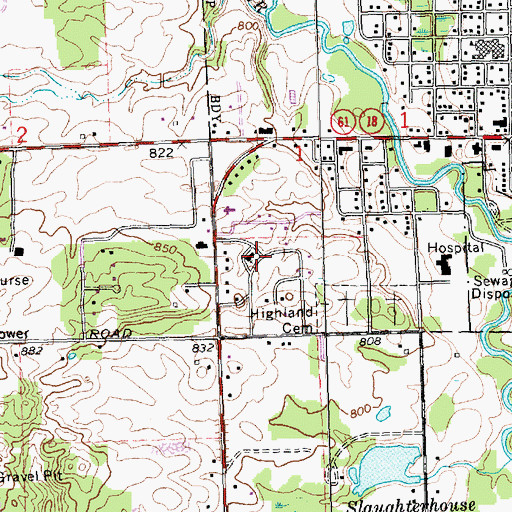 Topographic Map of First United Methodist Church, MI