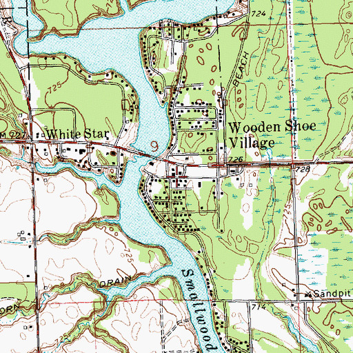 Topographic Map of Wooden Shoe United Methodist Church, MI