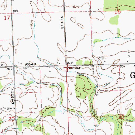 Topographic Map of Gladwin Township Hall, MI