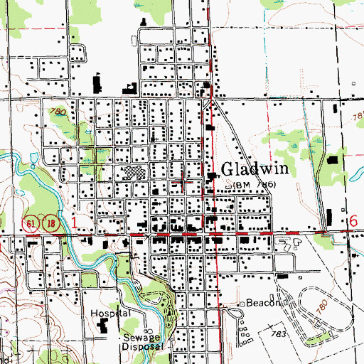 Topographic Map of Grace Baptist Church, MI