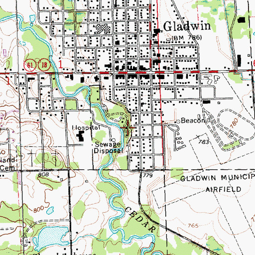 Topographic Map of Gladwin City Park Campground, MI